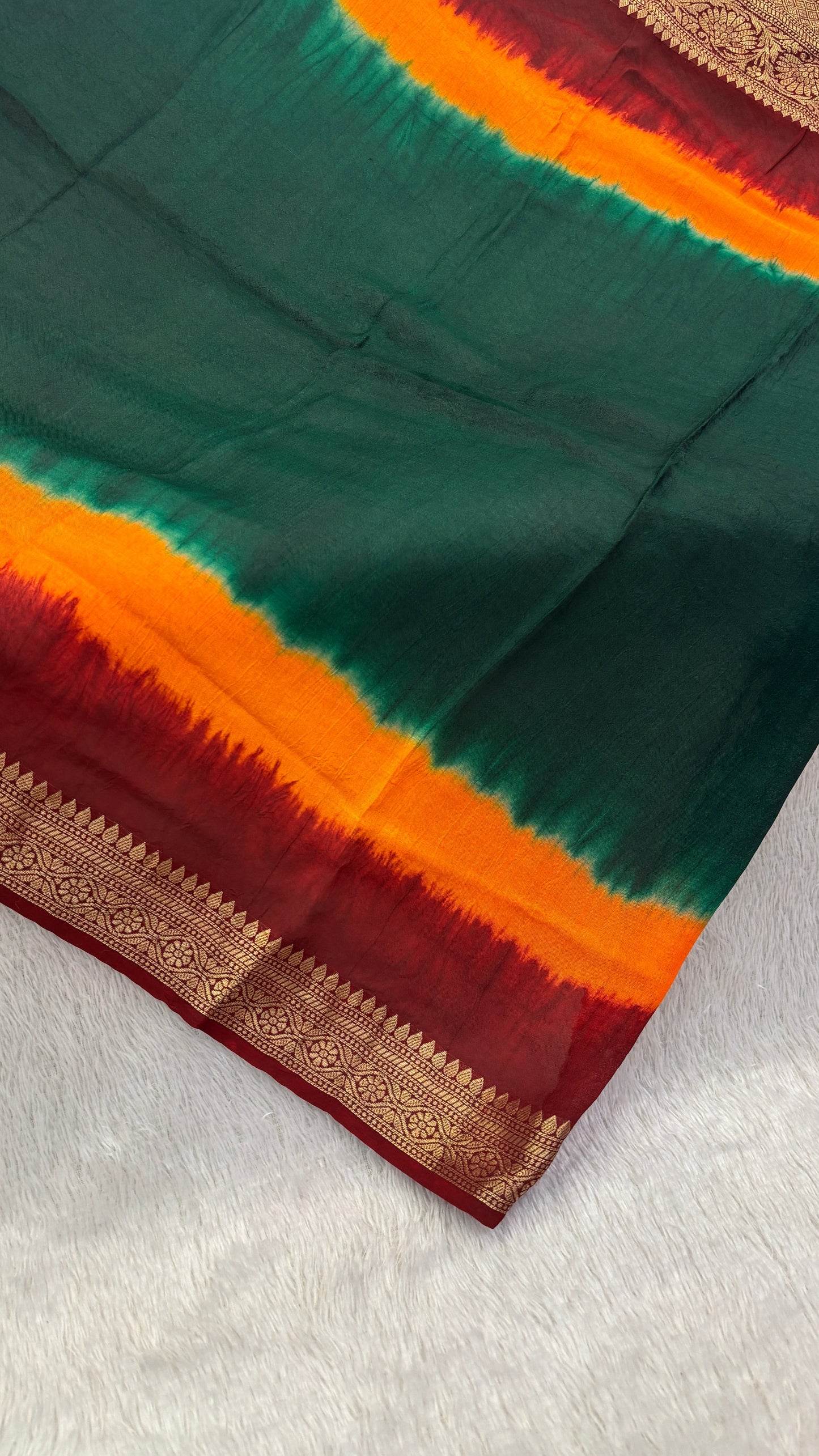 Royal Banarasi 3D Bandhani Saree (Green)