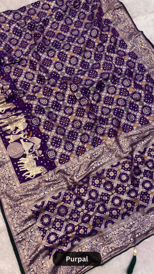 Dola Silk Gharchola Saree with Heavy Blouse