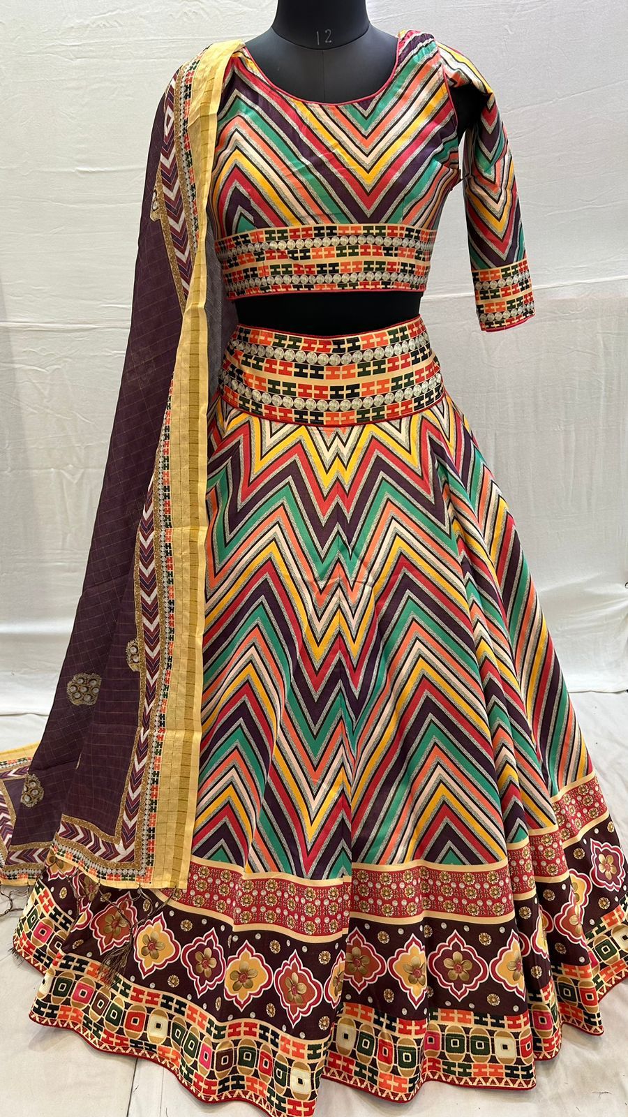 Multi Stripe 7 Meter Flair Lehanga Choli