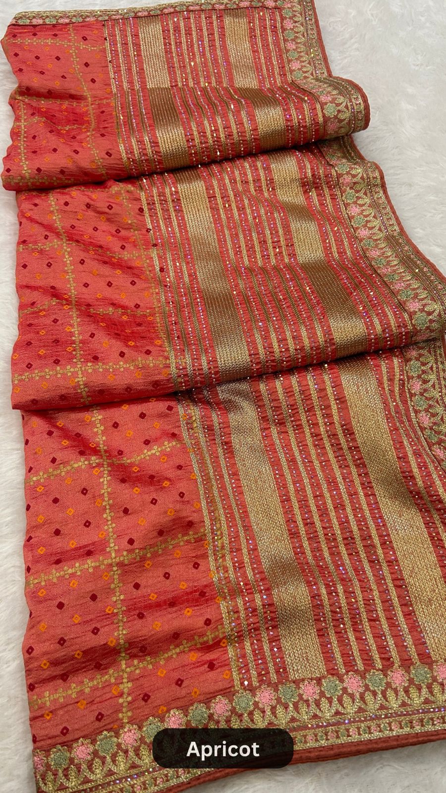 Heritage Kutchi Bandhani Saree With Siroski Work