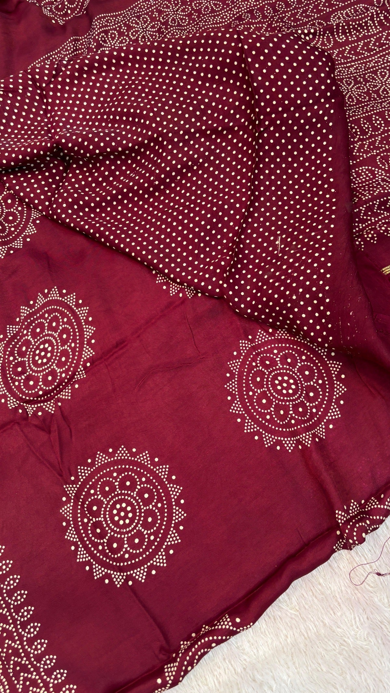 Pure Modal Silk Bandhej Saree with Lagadi Patta