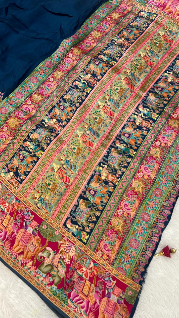 Pure Hand Weaving Kalamkari Saree (Diseal Gala)