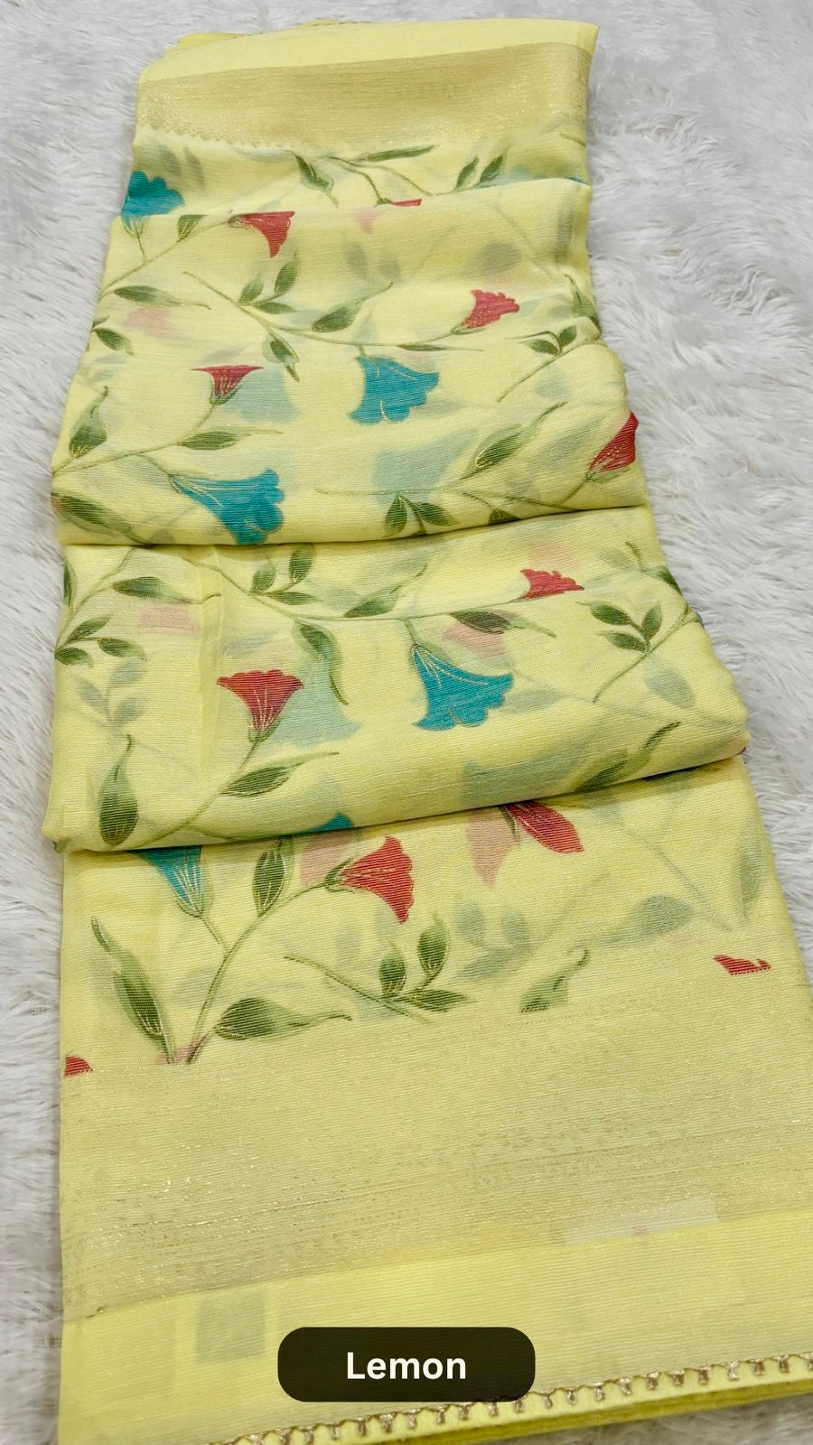 Premium Brasso Saree (Lemon)