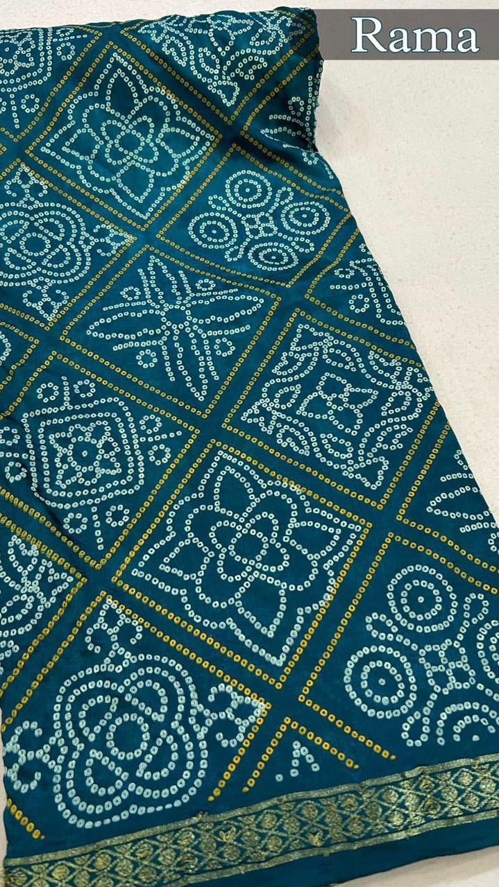 Art Silk Bandhani Sarees (52 Bhag Designe)