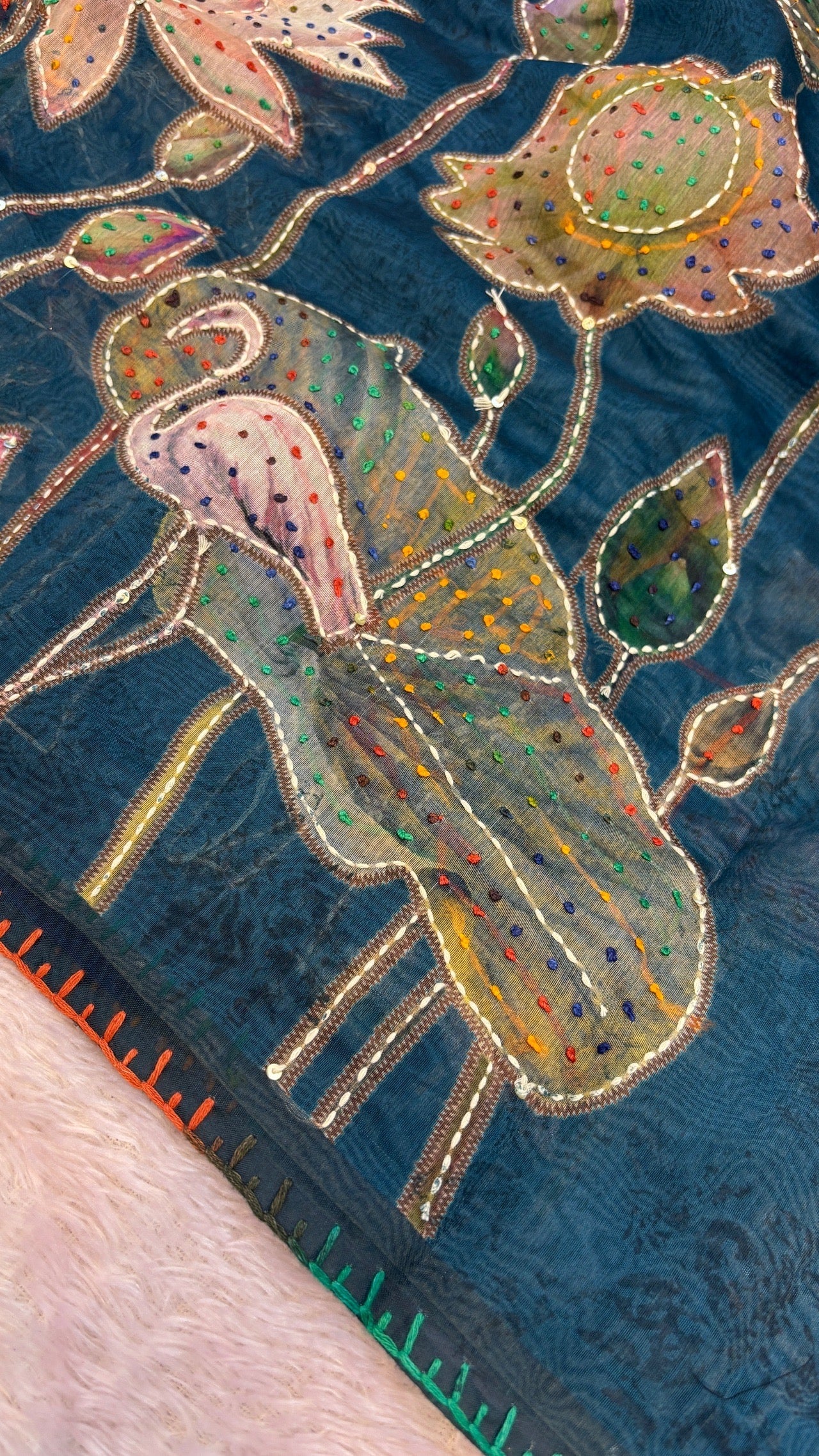 French knot Work saree (Limited Edition) Aqua Color