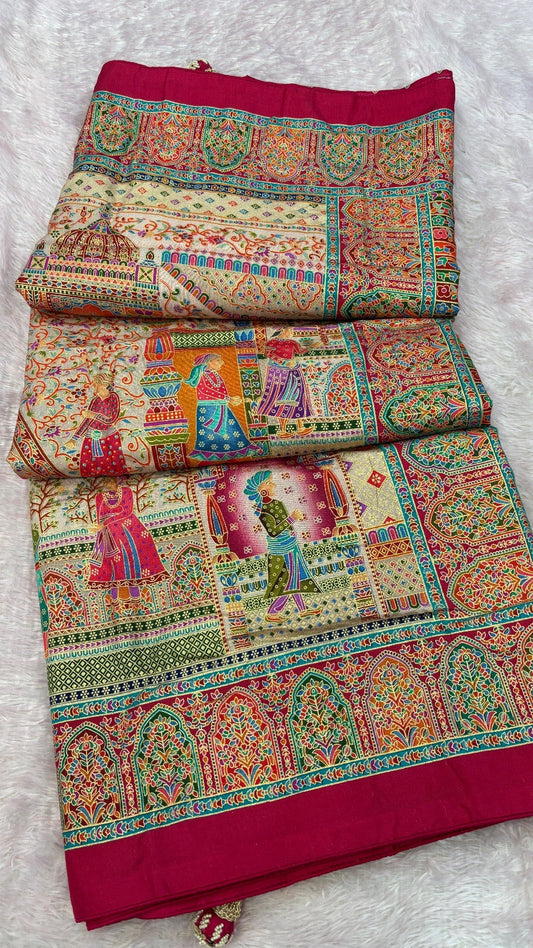 Rajvastra Rajwadi Saree (Cream)