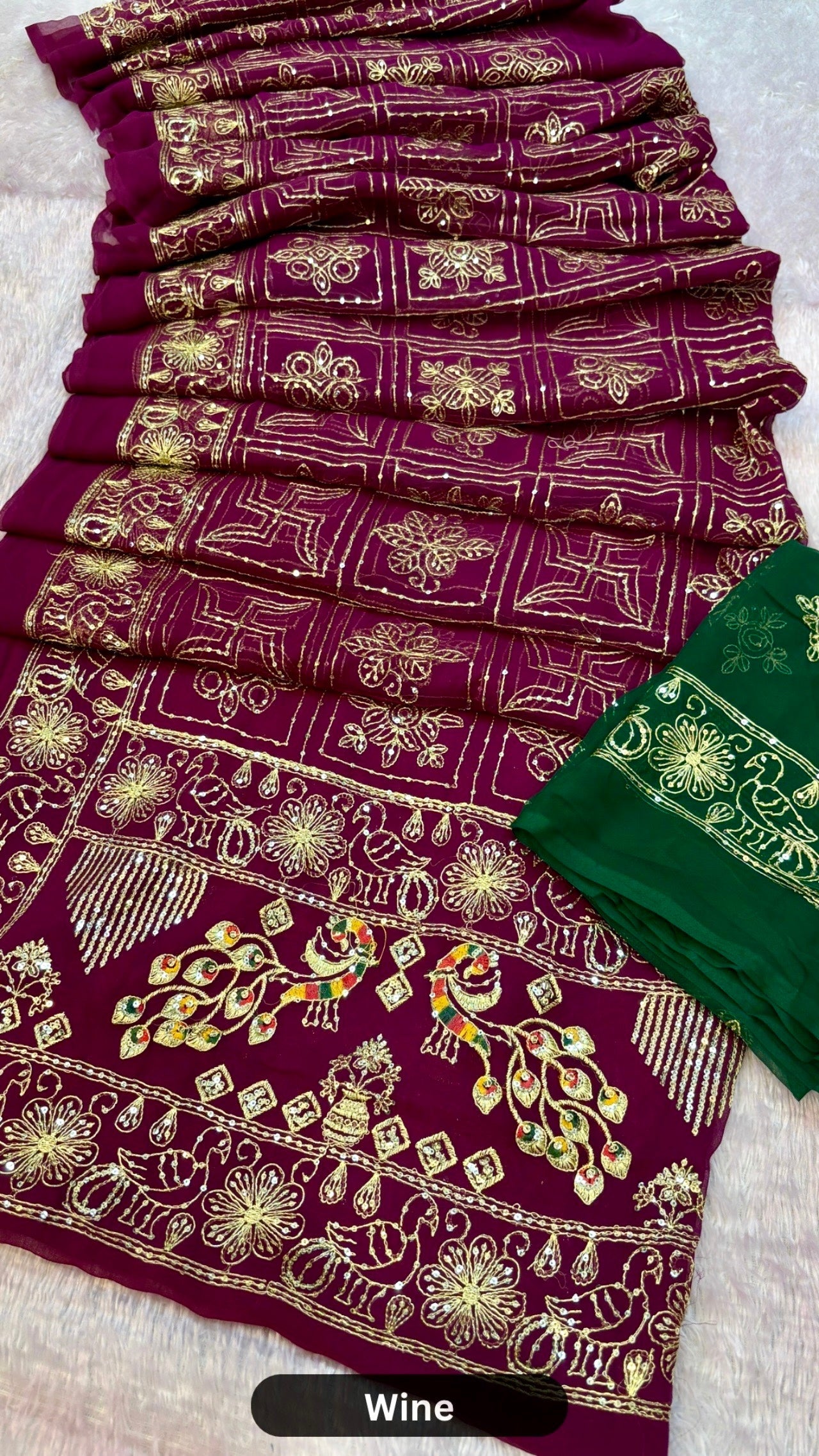 Swastik Heritage Gharchola Saree with Sequence Work