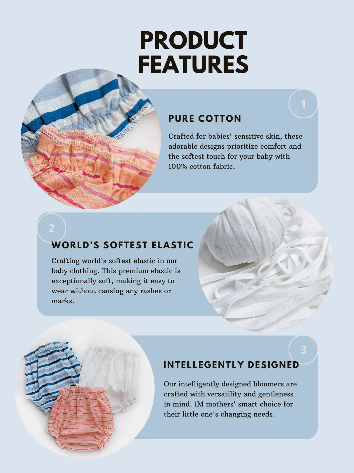 Halemons Baby Boy Pure Cotton Super Soft Butter Bloomers-Bluestripe