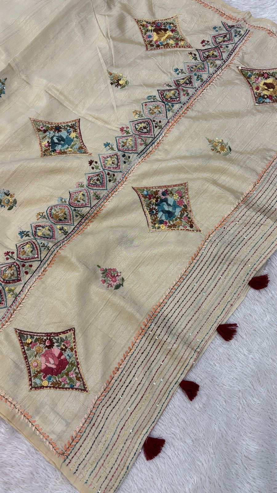 Hand Boutique French Knot Unn Work Saree (Vol.8)
