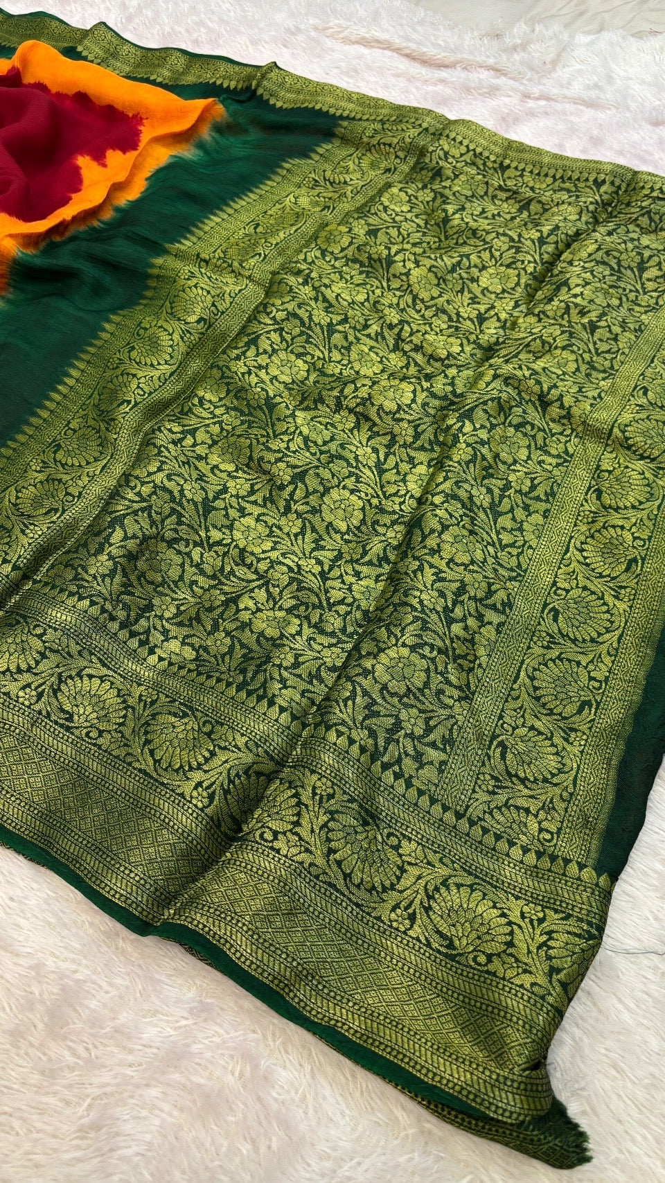 Royal Banarasi 3D Bandhani Saree (Maroon)