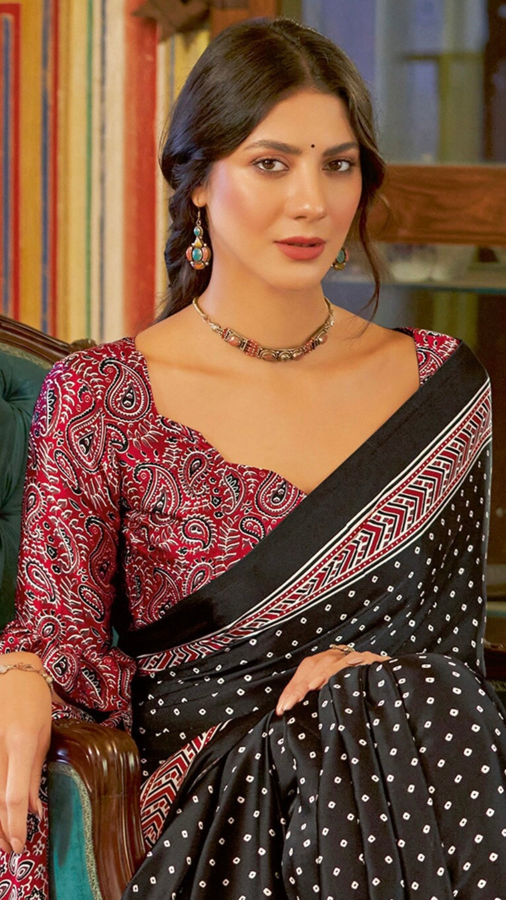 Designer Ajrakh Saree (D.No.104 B)