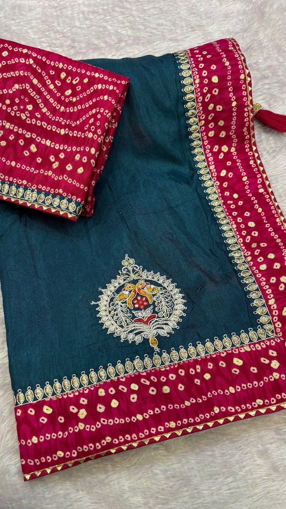 Mor Pankh Bandhej Saree