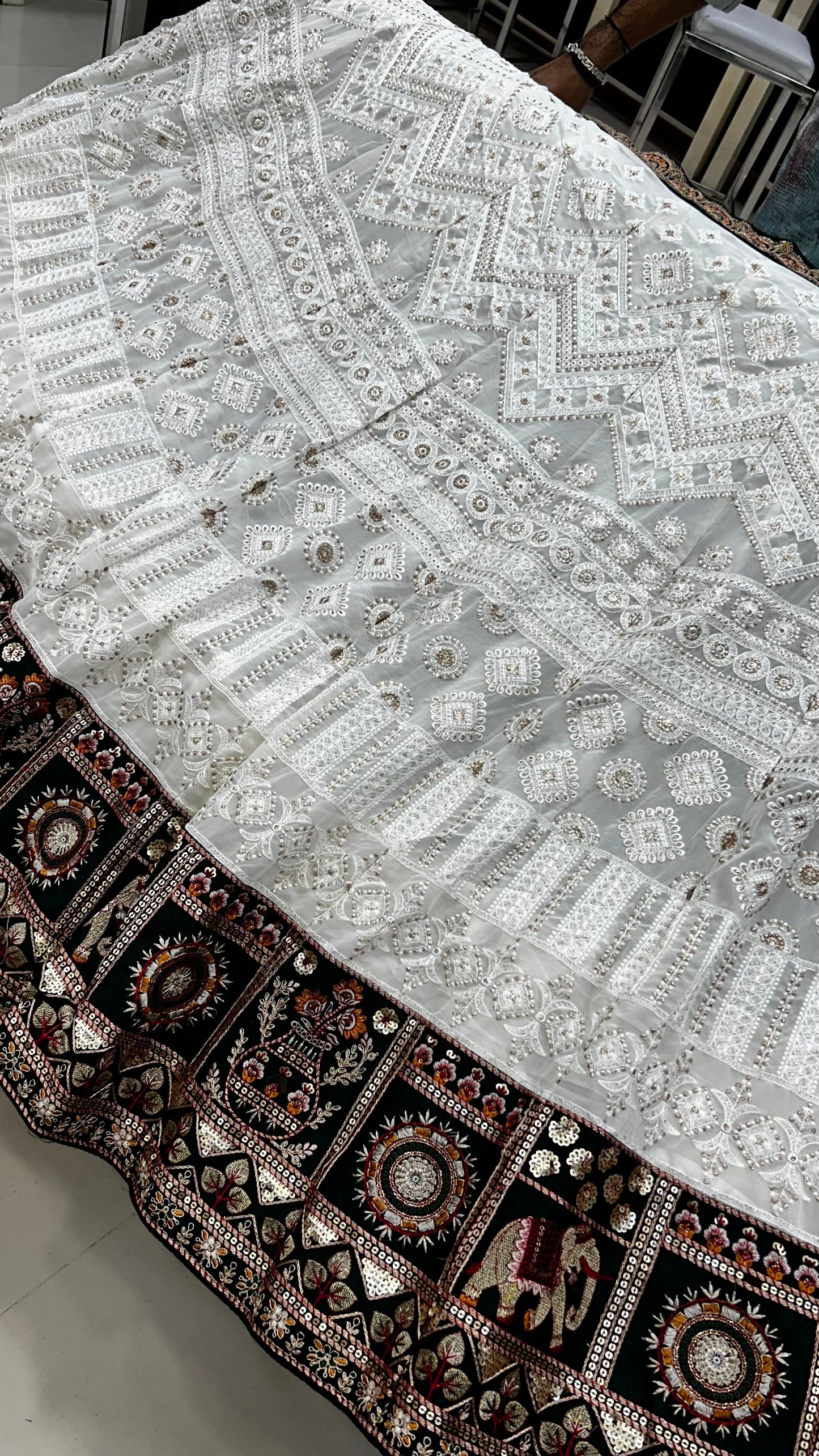 White Dola Silk With Bandhani Duppta Lehanga Choli