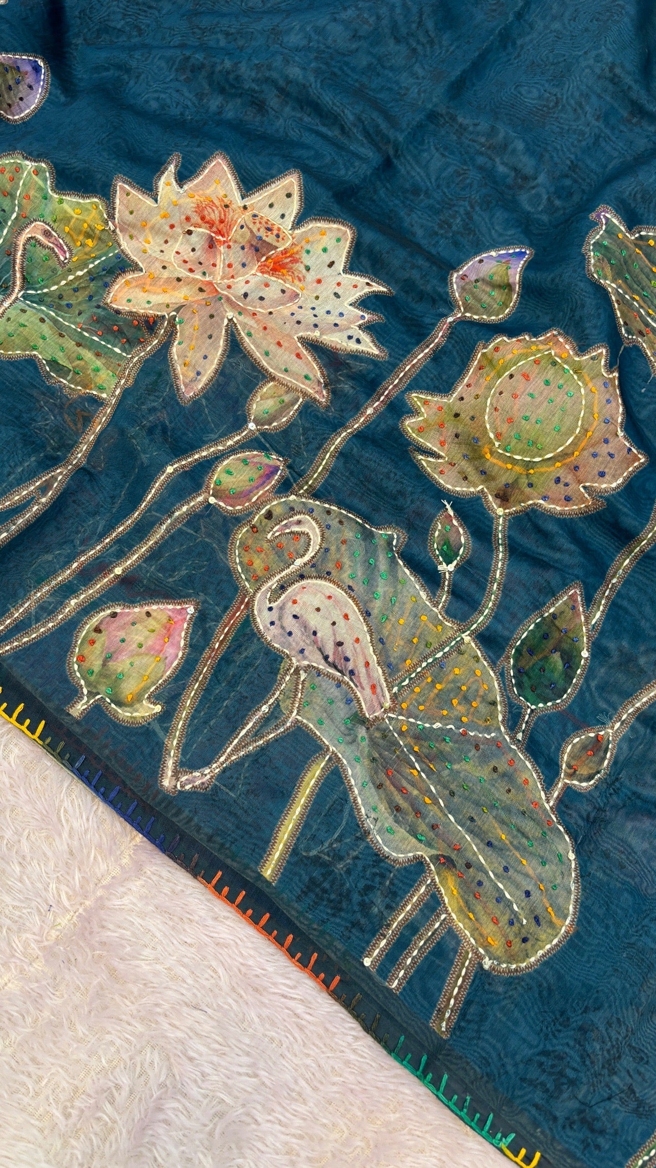 French knot Work saree (Limited Edition) Aqua Color