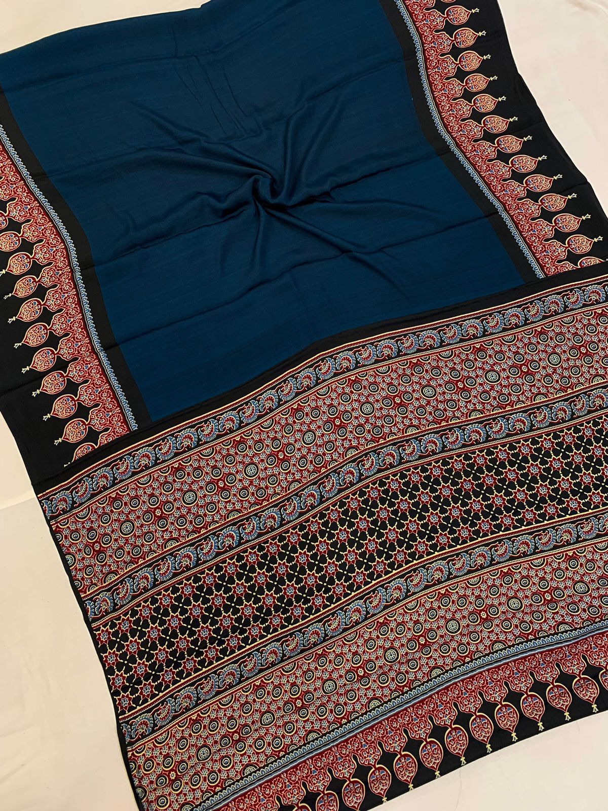 Plain Ajrakh Saree