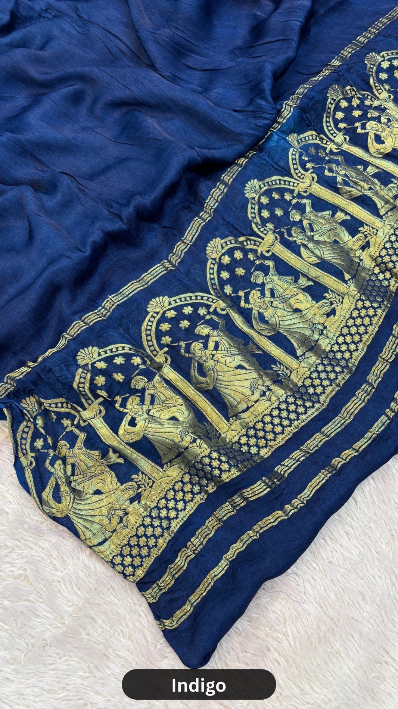 Plain Model Silk Saree (Never a Old Fashion) Indigo