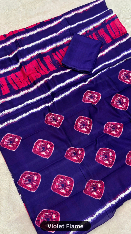 Violet Flame, Sambalpuri Cotton Silk Saree