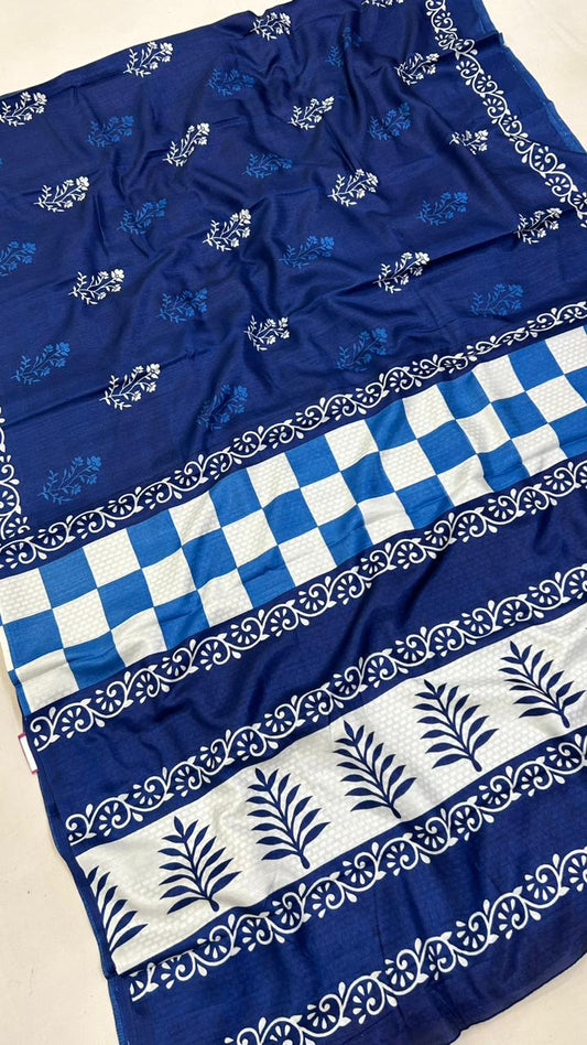 Dhabhu Print Indigo Saree Vol.6