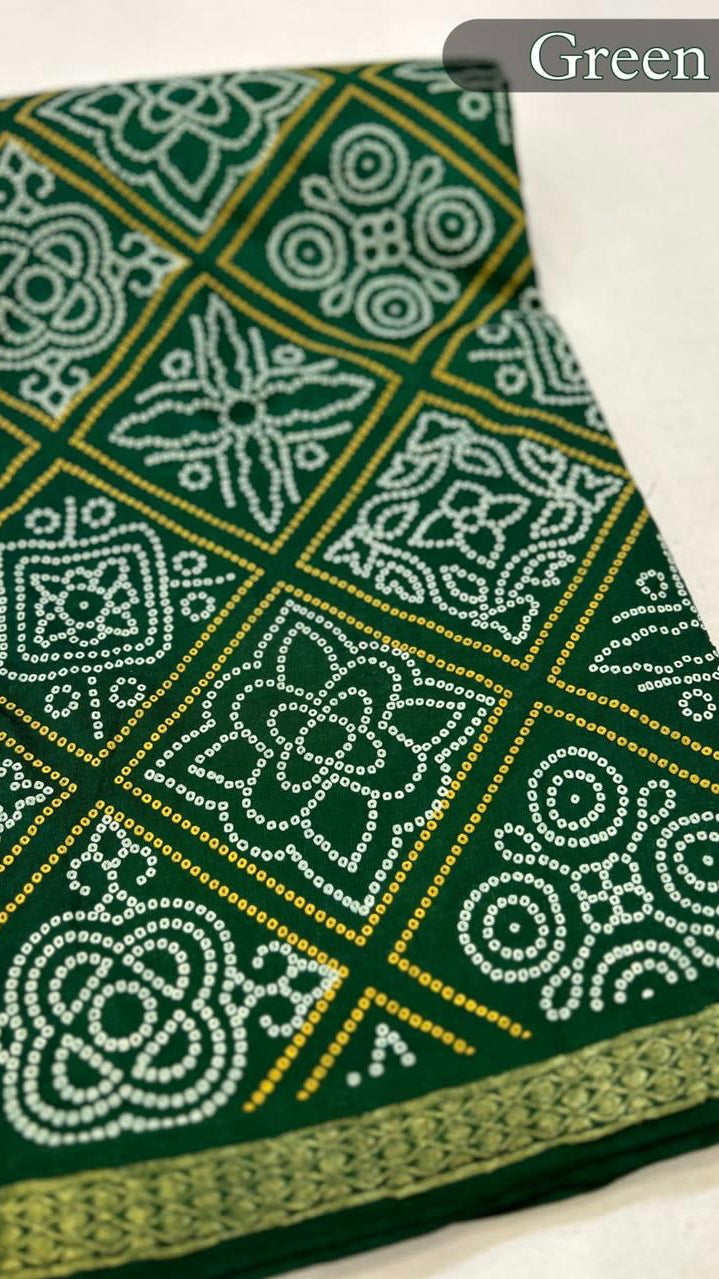 Art Silk Bandhani Sarees (52 Bhag Designe)