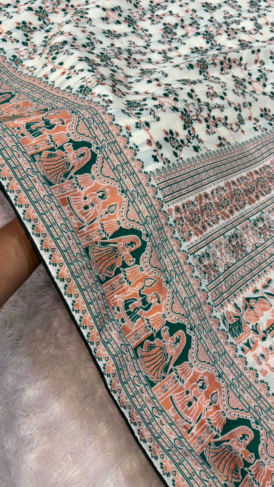 Soft Silk Rajwadi Saree (Pashmina Designe) :- GREEN COLOR