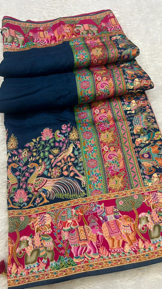 Pure Hand Weaving Kalamkari Saree (Diseal Gala)