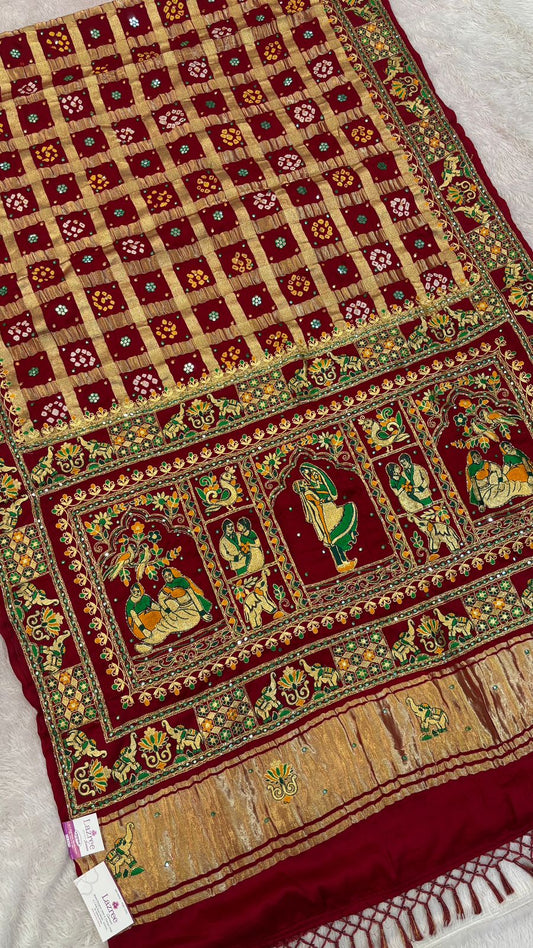 Traditional Gharchola Saree (807 Maroon)
