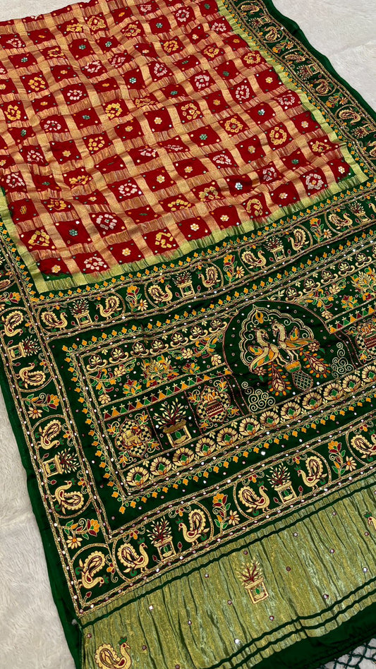 Traditional Gharchola Saree (Tulsi)