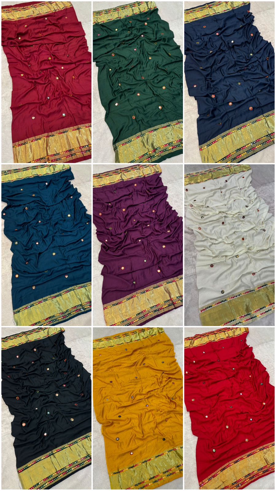 Semi Mirror Work Duppta With Lagadi Patta New - Rani