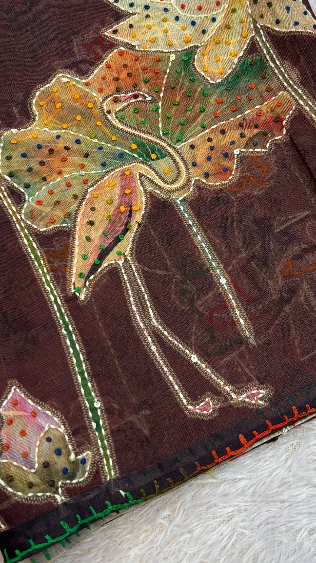 French knot Work saree (Limited Edition) Chocolate Color