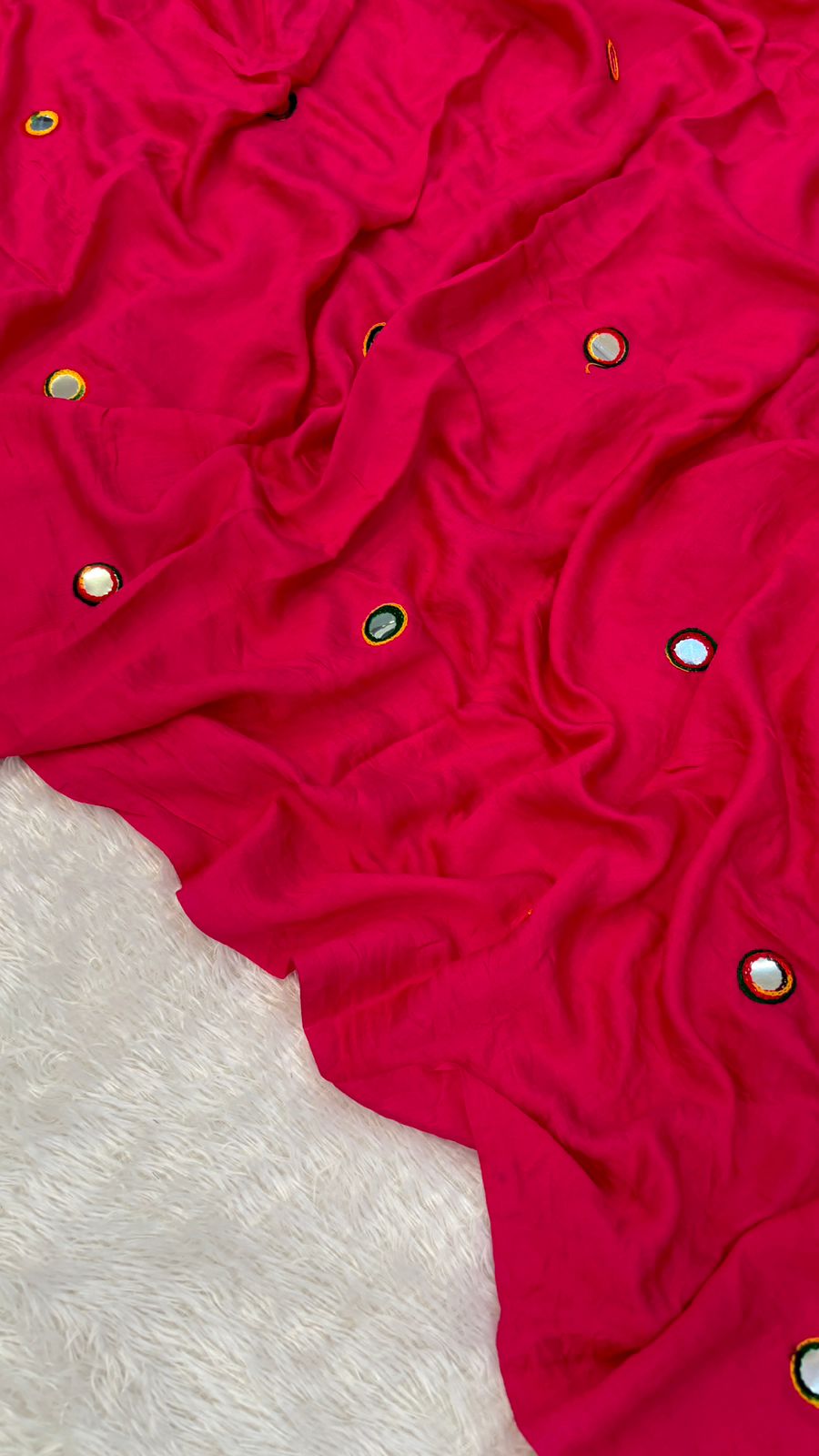 Semi Mirror Work Duppta With Lagadi Patta New - Rani