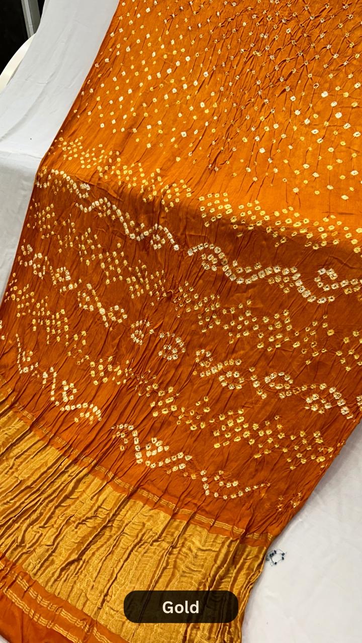 Pure Gaji Hand Bandhej Saree (Model Silk)