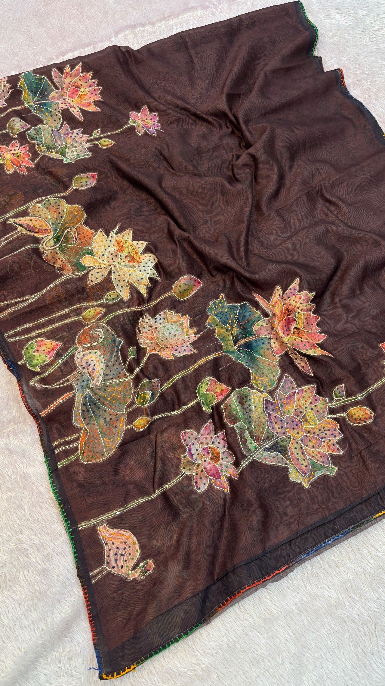 French knot Work saree (Limited Edition) Chocolate Color