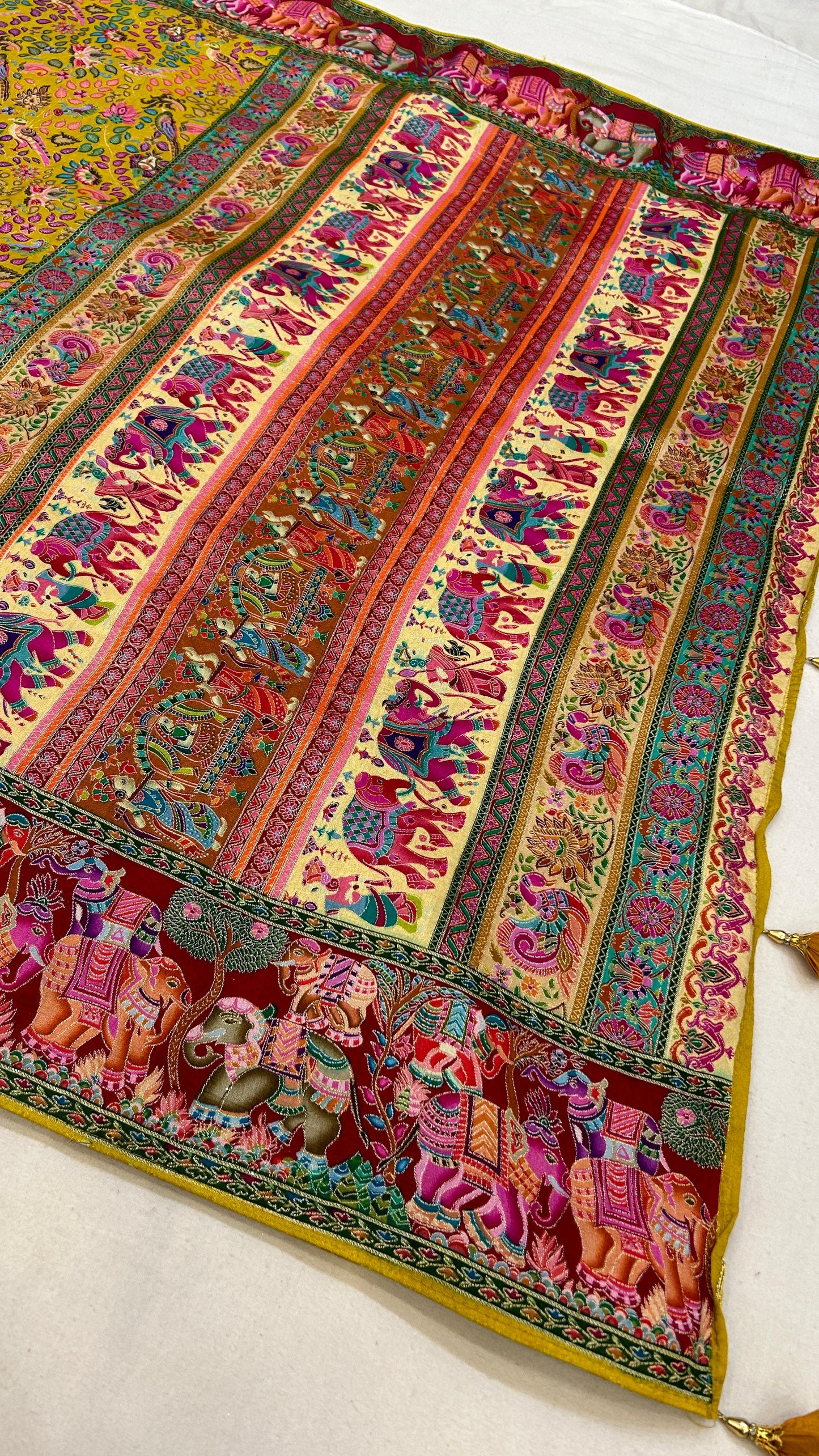 Pure Hand Weaving Kalamkari Saree (Gold Jaal)