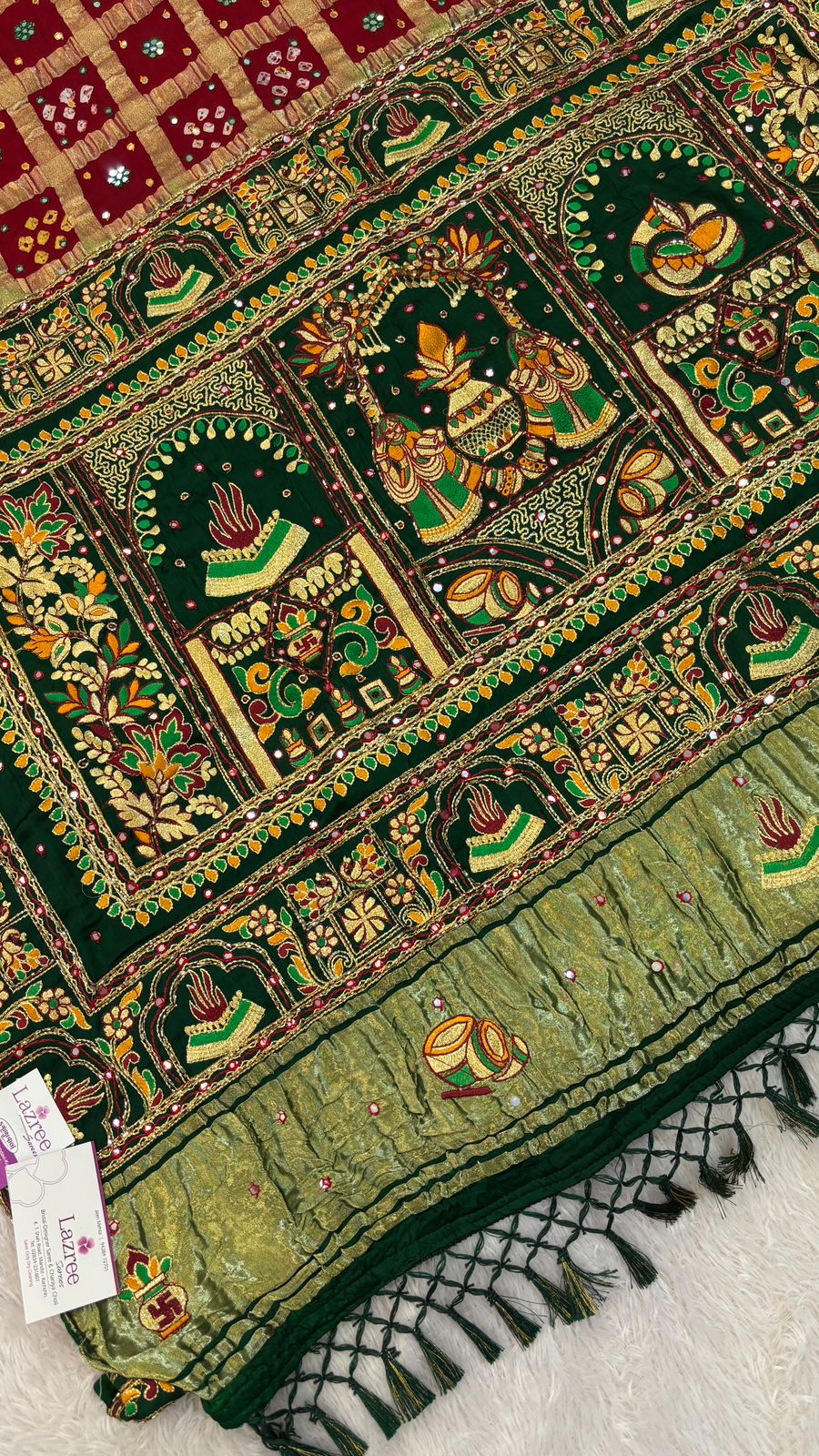 Traditional Gharchola Saree (845 Green Maroon)