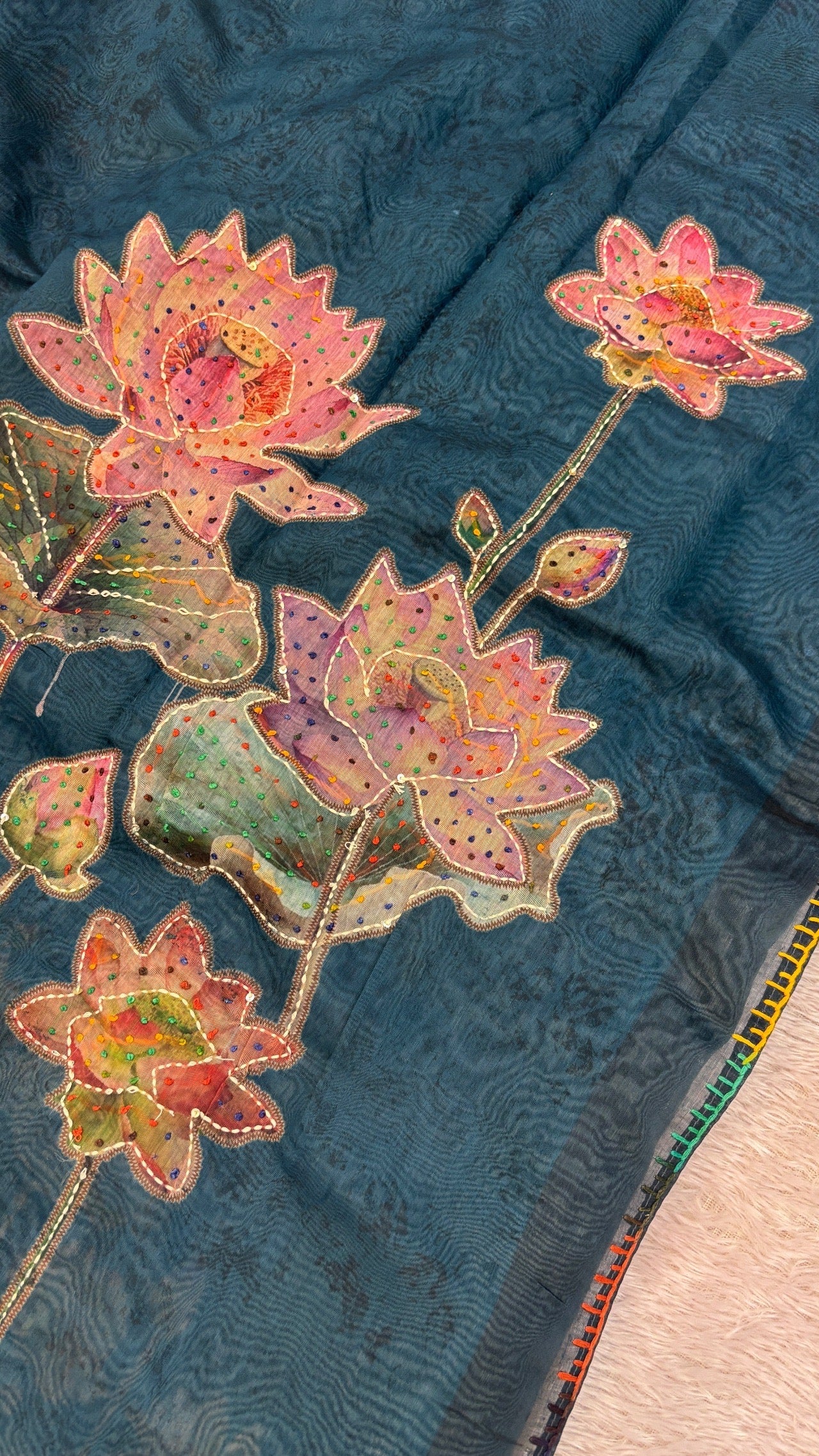 French knot Work saree (Limited Edition) Aqua Color