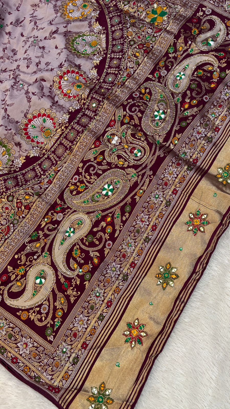 Antique Work, Marriage Season Saree (Wine)