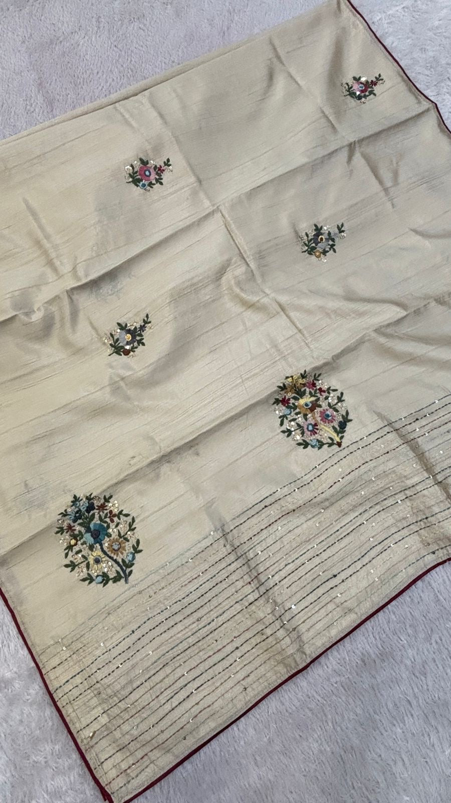 Hand Boutique French Knot Unn Work Saree (Vol.18)