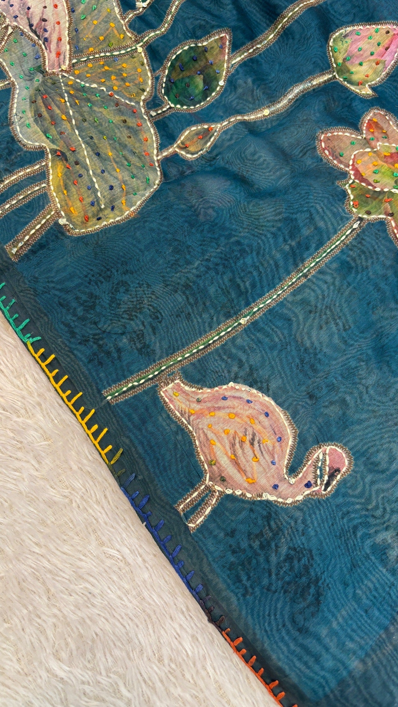 French knot Work saree (Limited Edition) Aqua Color