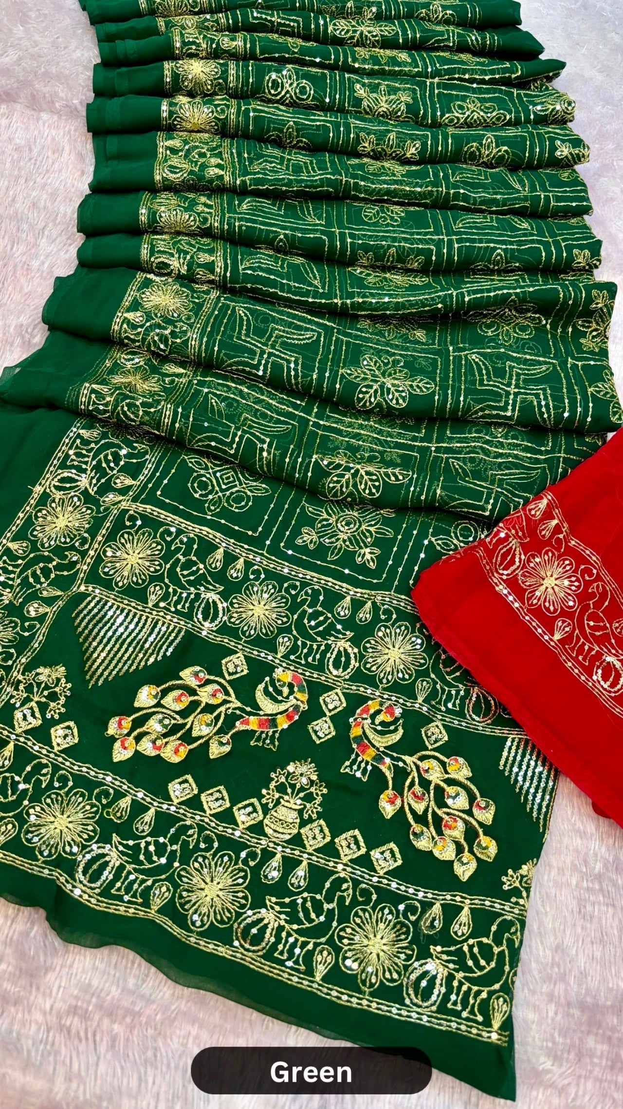 Swastik Heritage Gharchola Saree with Sequence Work