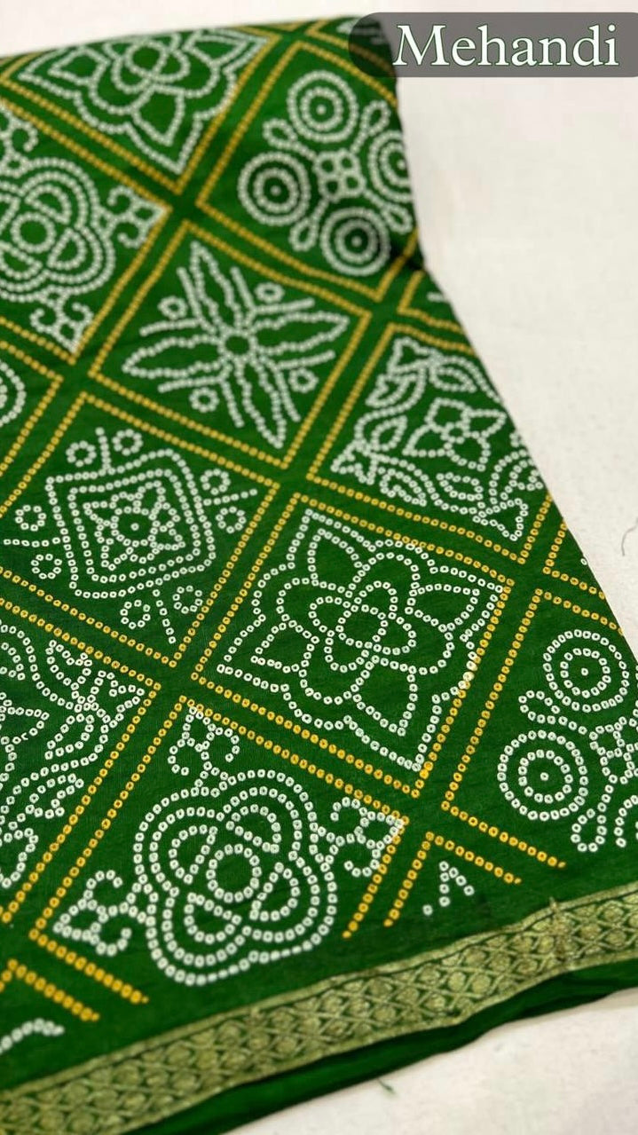 Art Silk Bandhani Sarees (52 Bhag Designe)