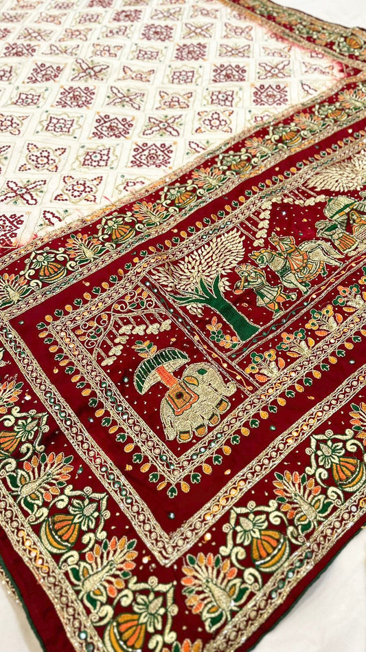 White Red Boutique Saree