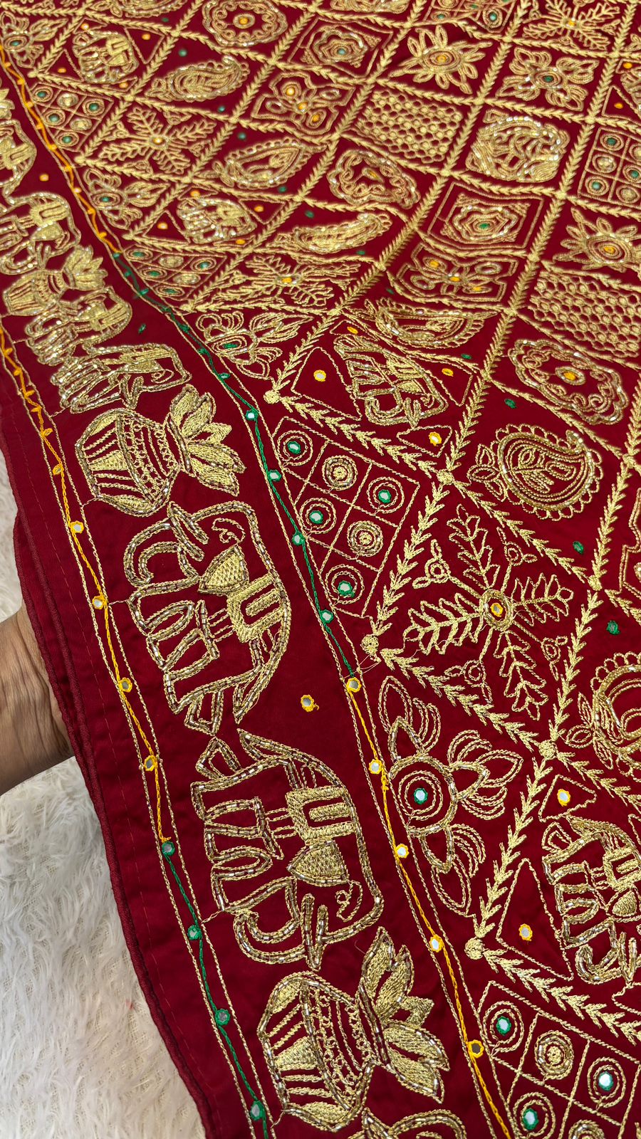 Pure Gaji Silk, Royal Vintage Gharchola Saree (Maroon)