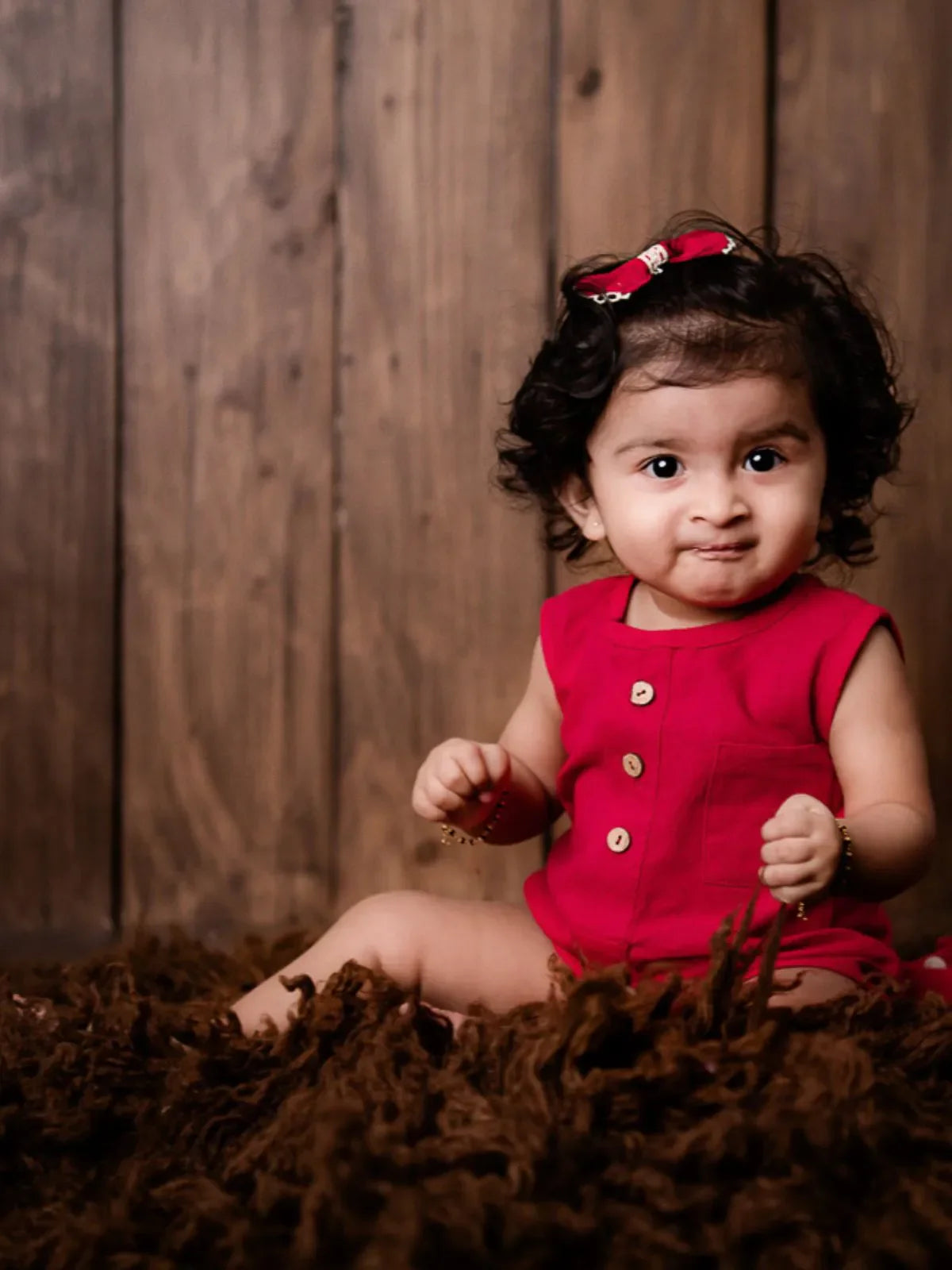 Comfortable Red Pure Cotton Baby Bubble Unisex Romper