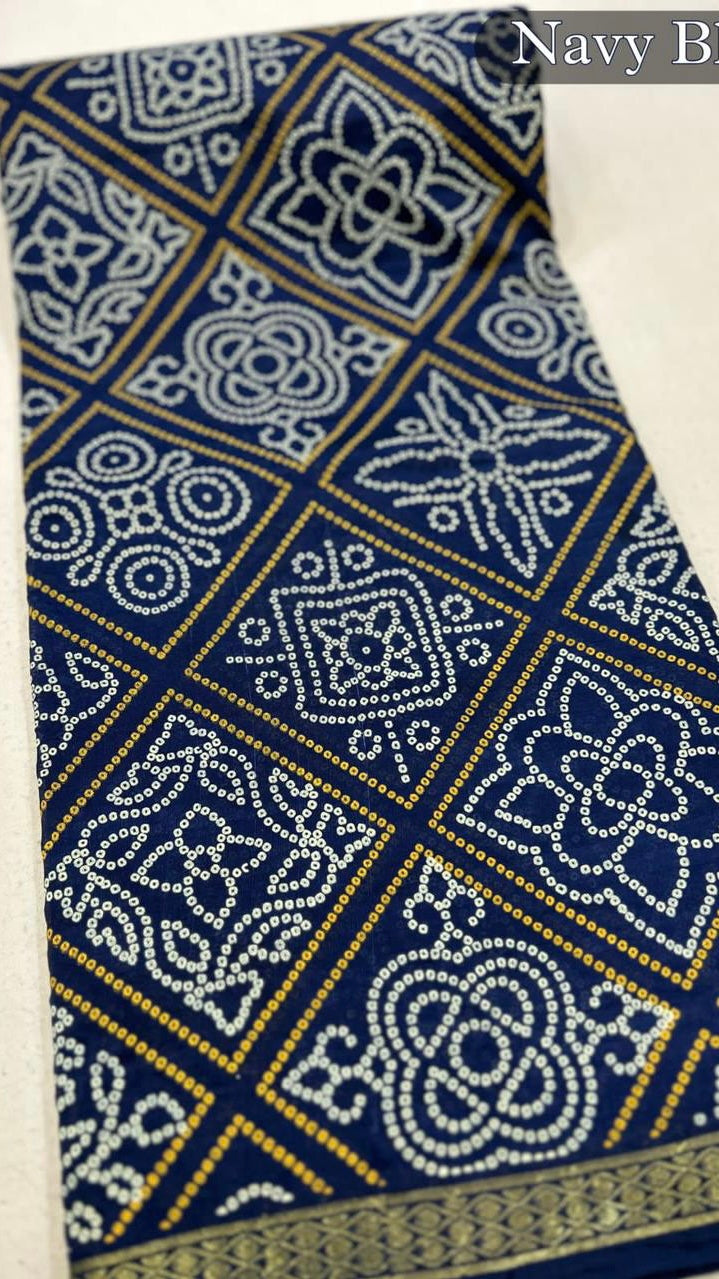 Art Silk Bandhani Sarees (52 Bhag Designe)