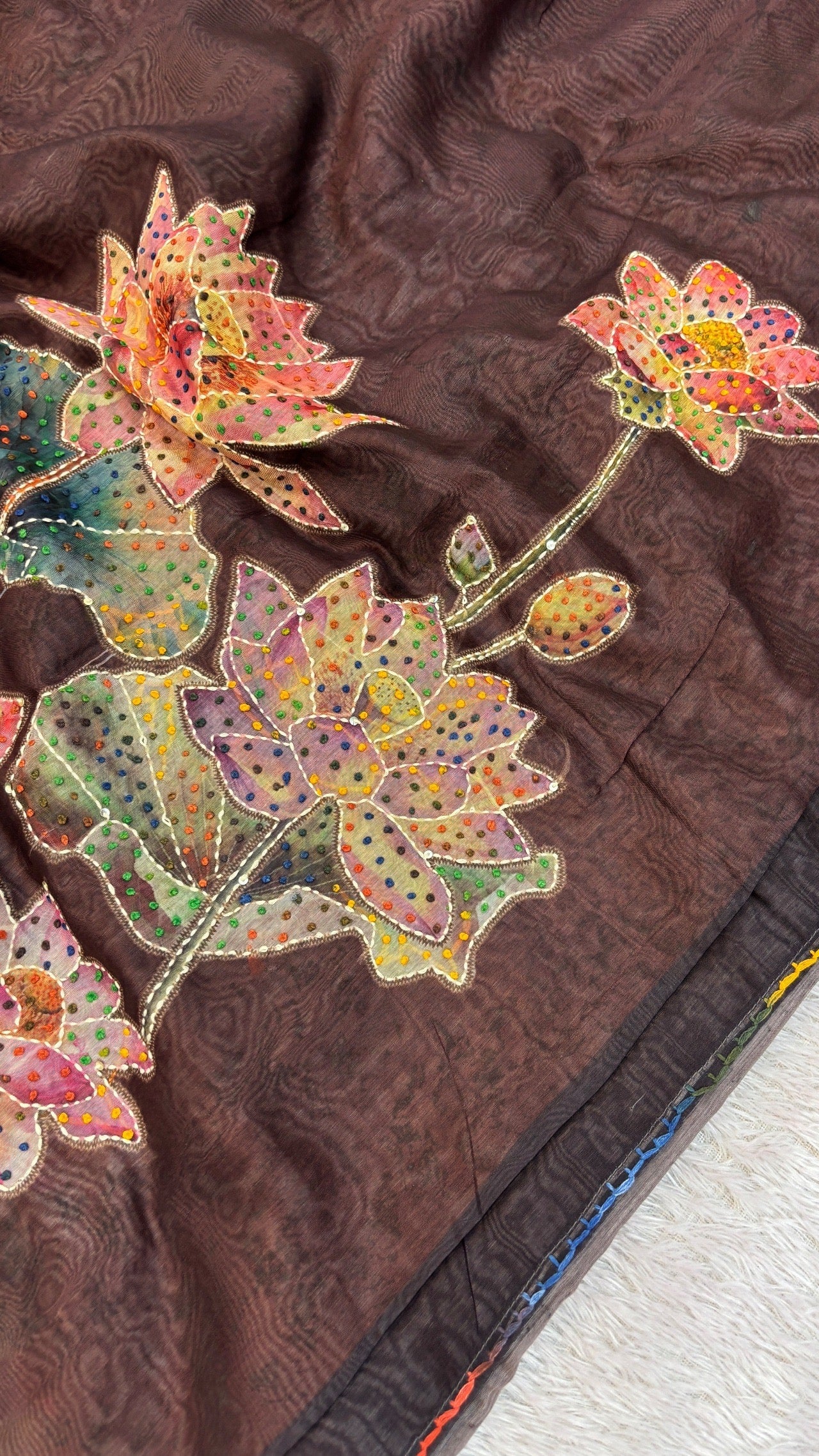 French knot Work saree (Limited Edition) Chocolate Color