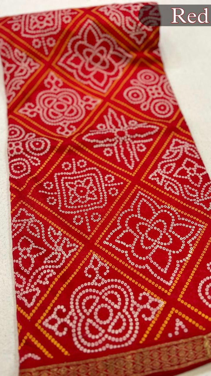 Art Silk Bandhani Sarees (52 Bhag Designe)