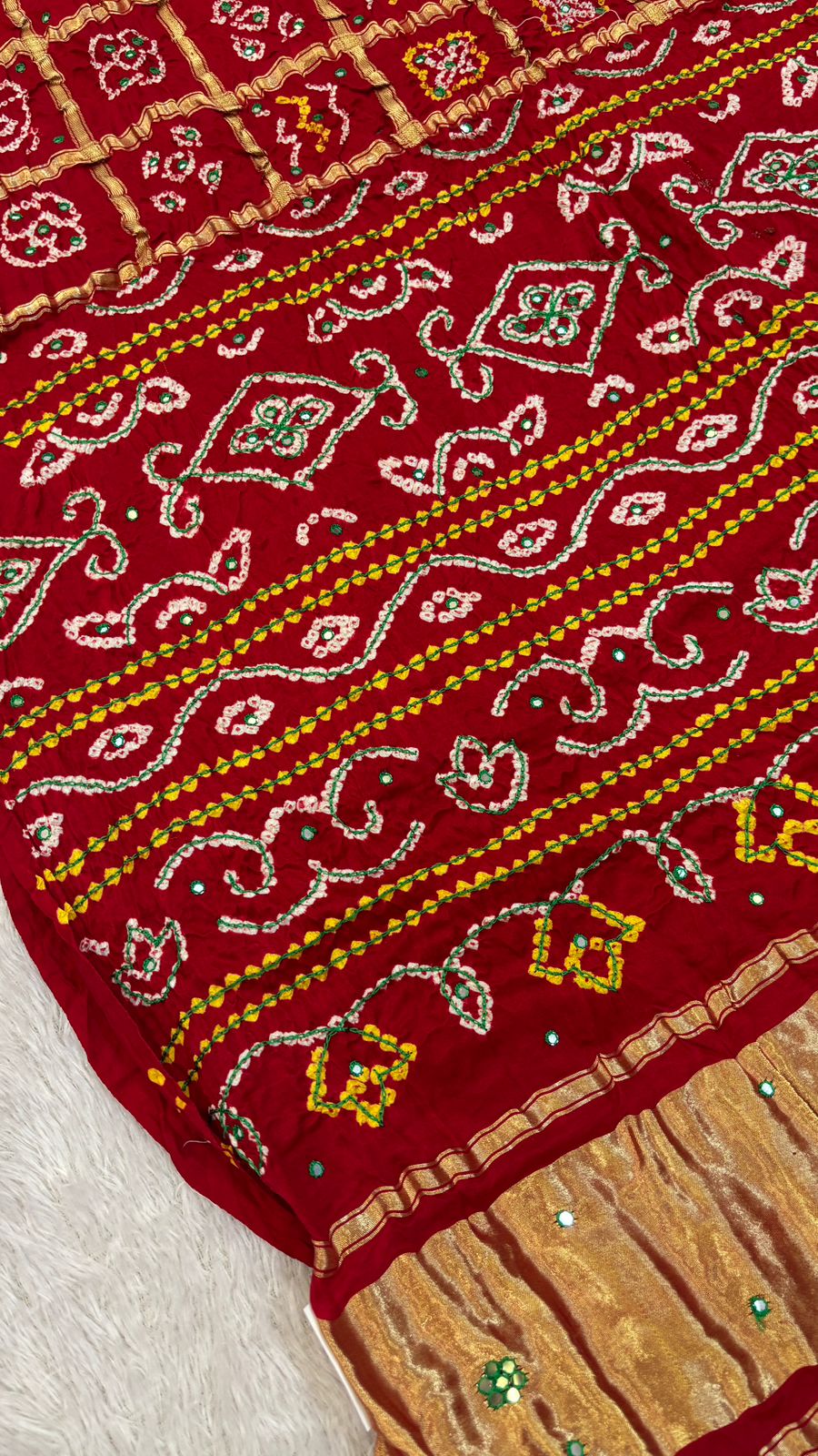 Pure Gaji Silk Abbhli Work Gharchola (Red)