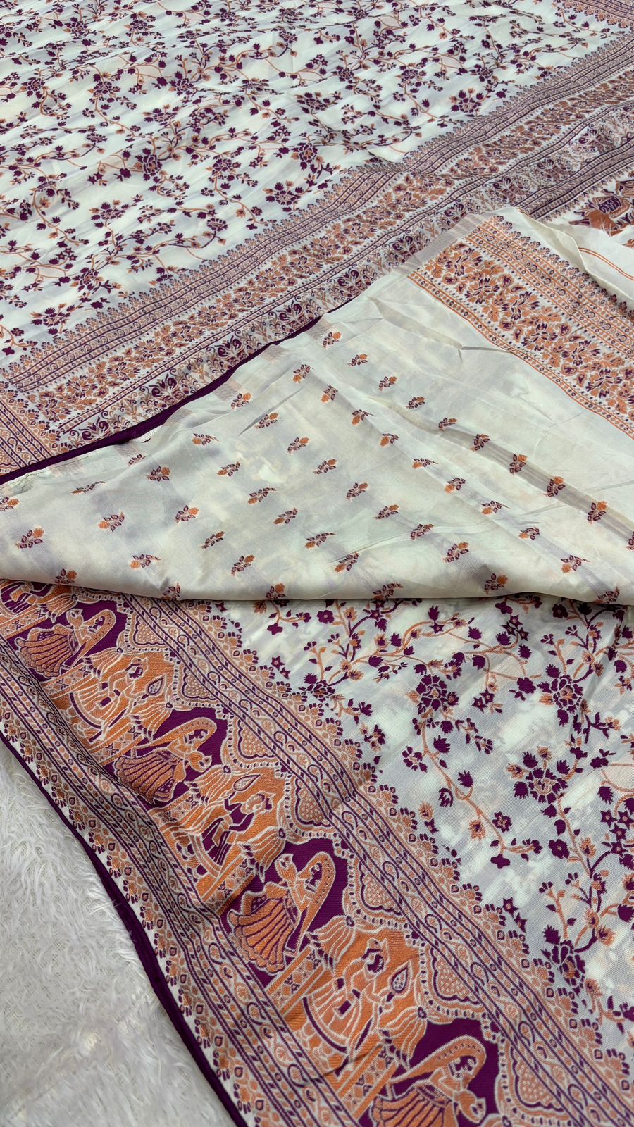 Soft Silk Rajwadi Saree (Pashmina Designe) :- WINE COLOR