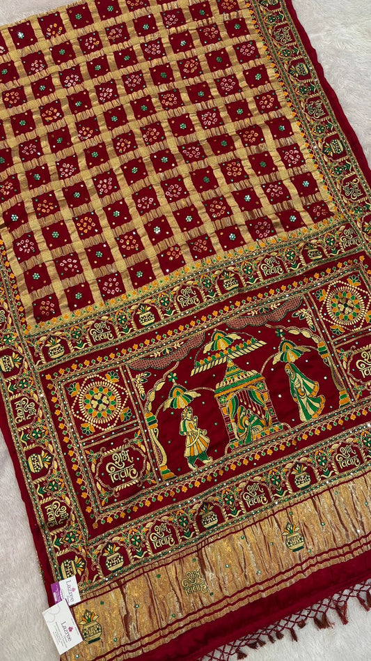 Traditional Gharchola Saree (860 Maroon)