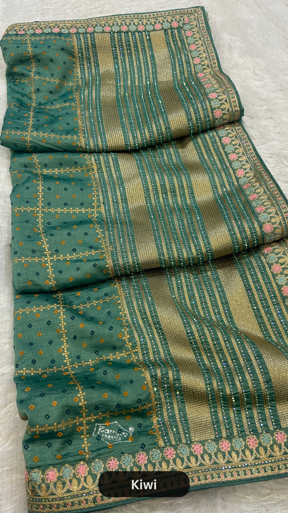 Heritage Kutchi Bandhani Saree With Siroski Work